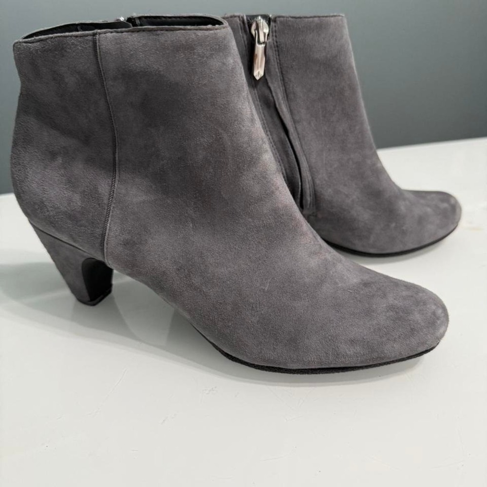 👢 Sam‎ Edelman Gray Suede Ankle Booties – Size 8